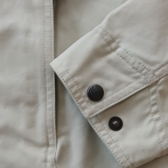 Vtg LL Bean Womens Field Full Zip Cotton Jacket Size L Beige Teal . - Picture 4 of 10